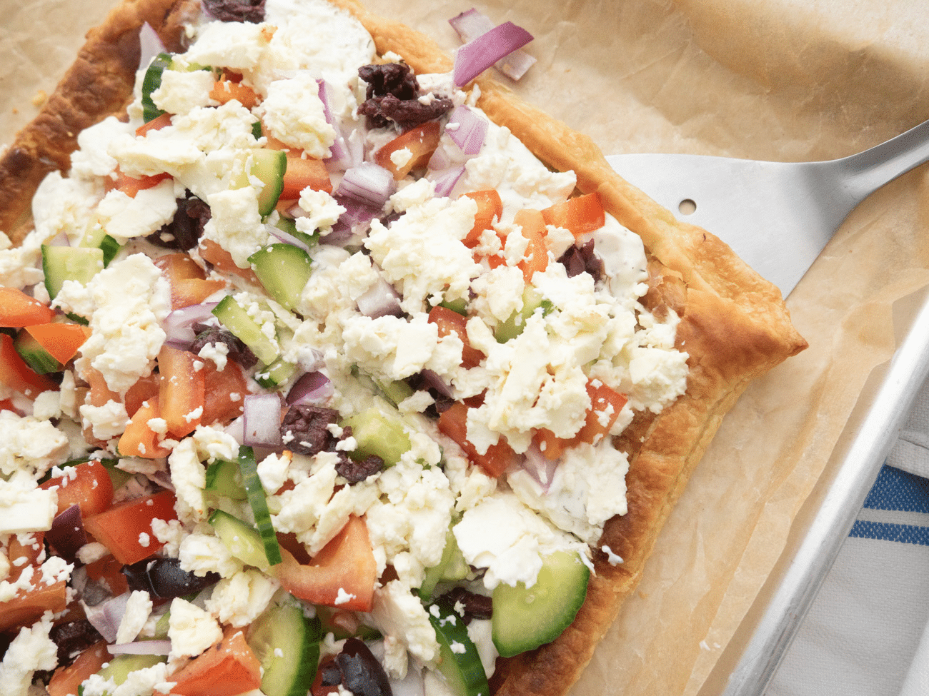 Greek Veggie Pizza Squares Recipe