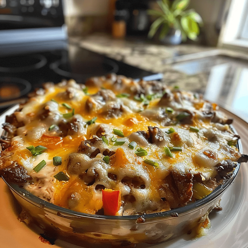 Easy Philly Cheese Steak Casserole Recipe