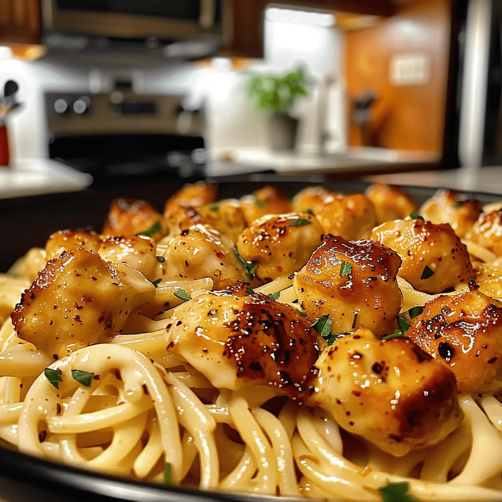 Delicious Garlic Butter Chicken Bites Pasta Recipe