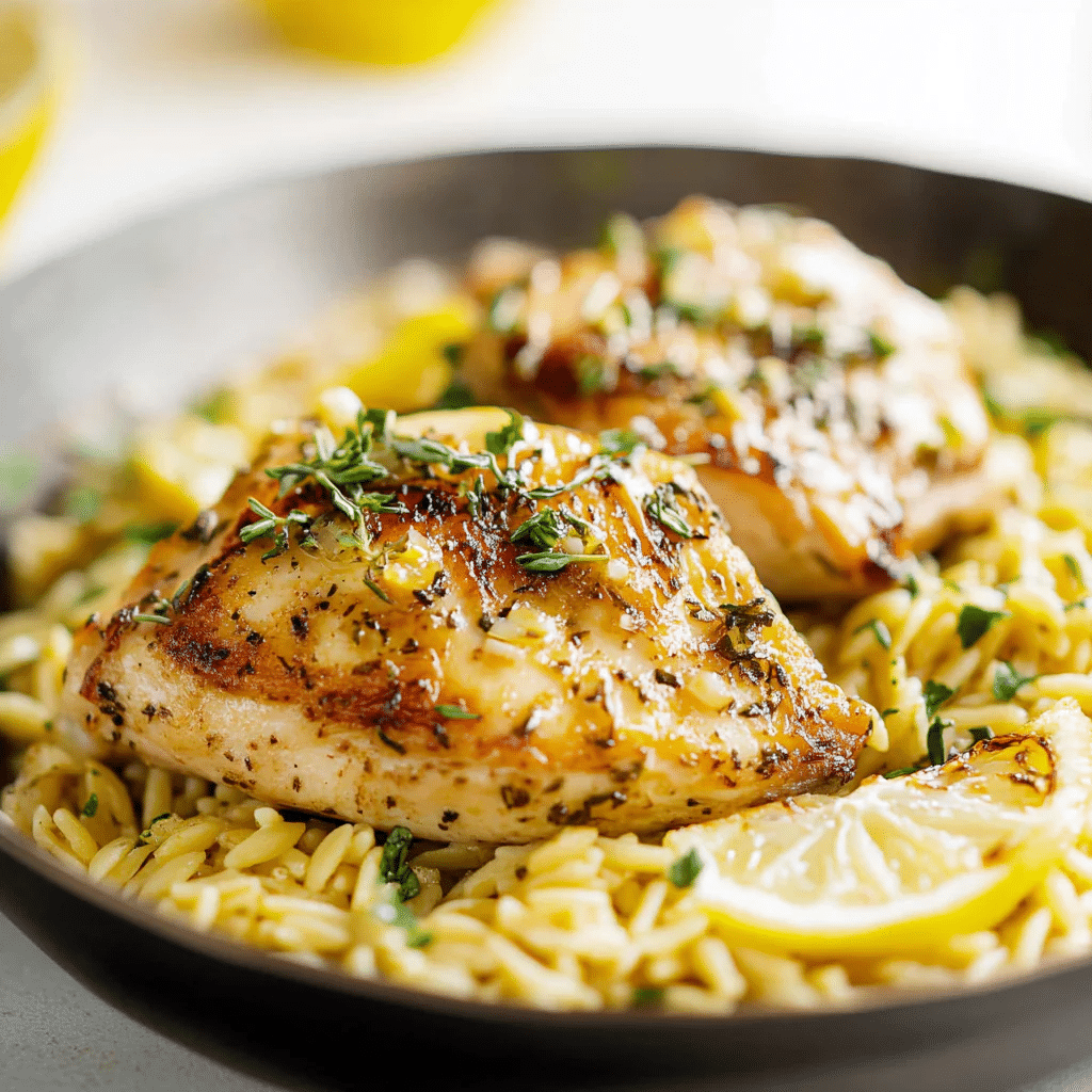 Garlic Herb Chicken with Lemon Orzo Recipe