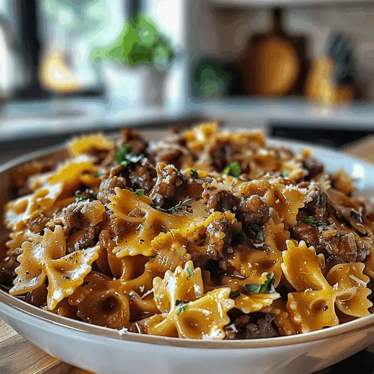 Cheesy Beef and Bowtie Pasta Recipe
