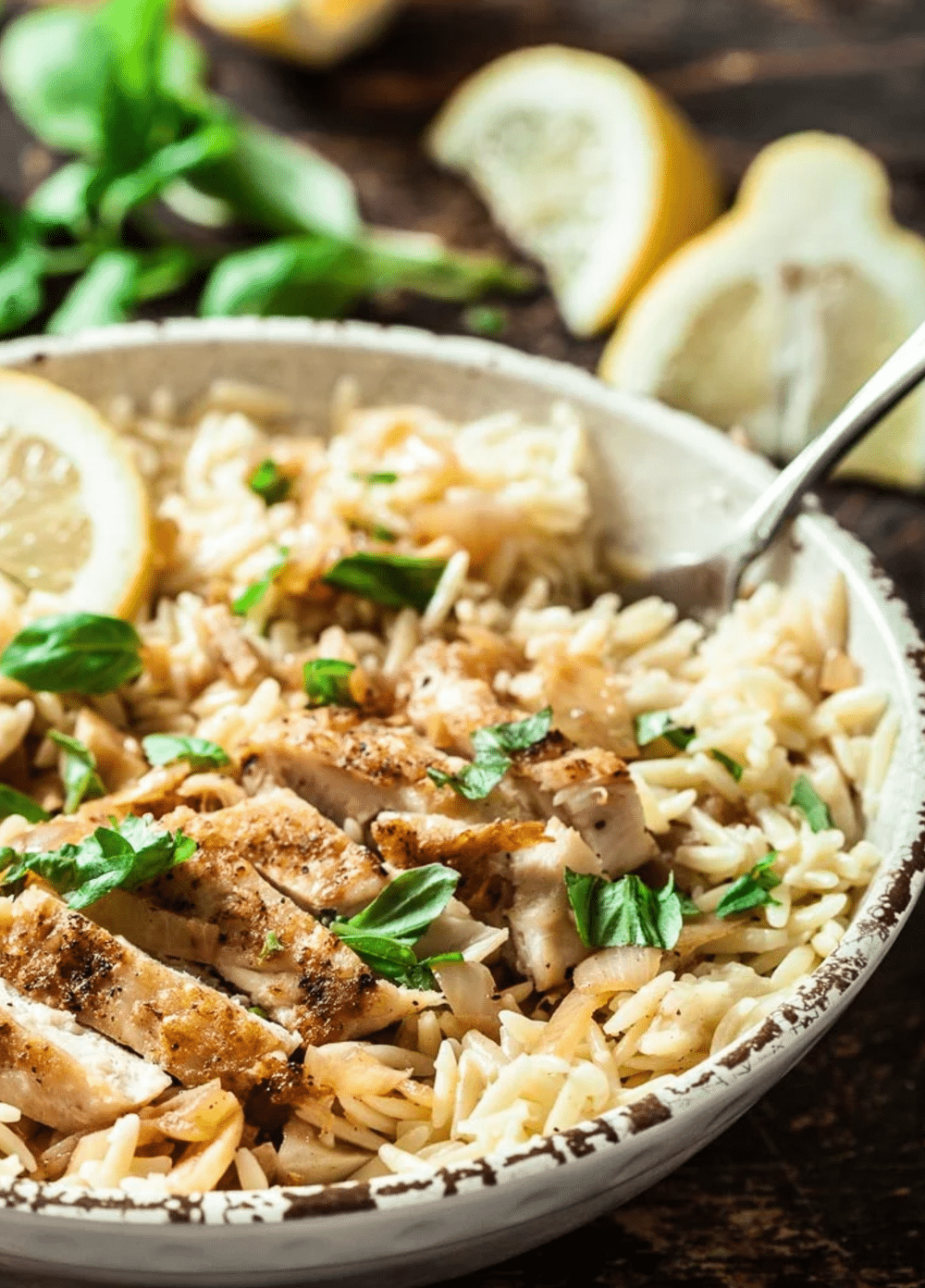Lemon Basil Orzo with Chicken Recipe