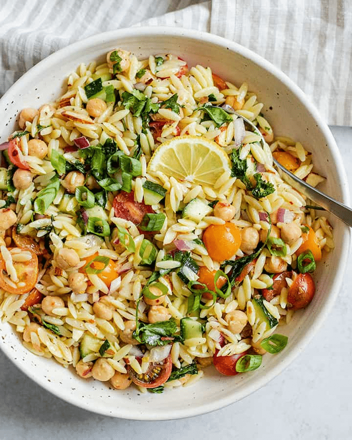 Lemon Orzo Chickpea Salad Recipe