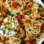 Chicken Spaghetti with Burrata and Lemon Butter Garlic Sauce Recipe