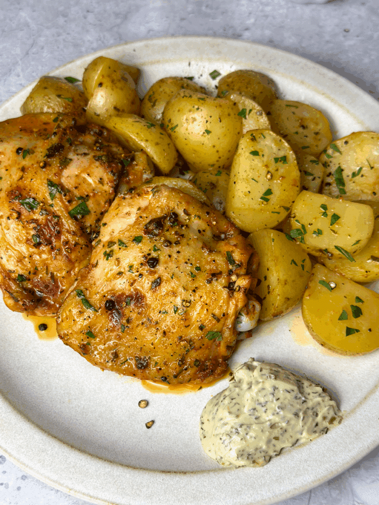 Roasted Mediterranean Chicken Thighs & Baby Potatoes Recipe