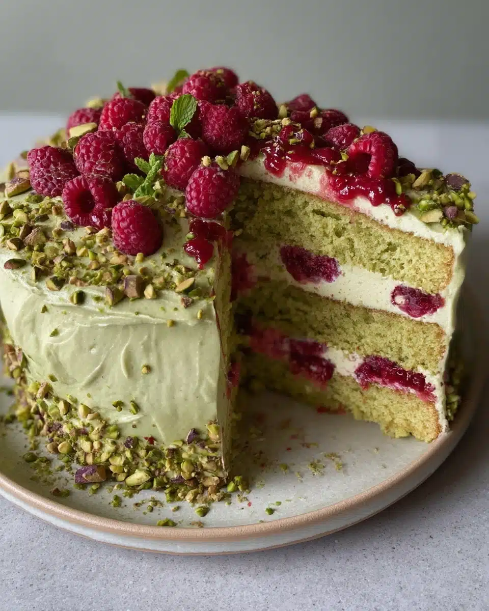 Pistachio Raspberry Cake Recipe