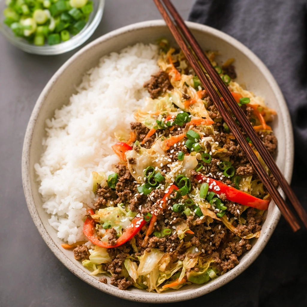 Chinese Ground Beef and Cabbage Stir Fry Recipe - Recipe Image