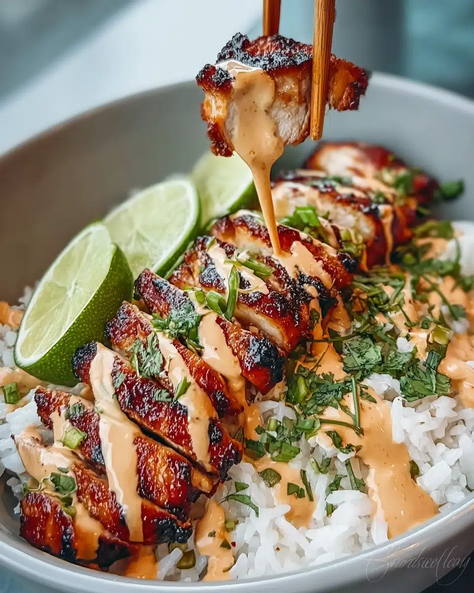 Sweet Chili Chicken Bowl with Coconut Lime Drizzle Recipe