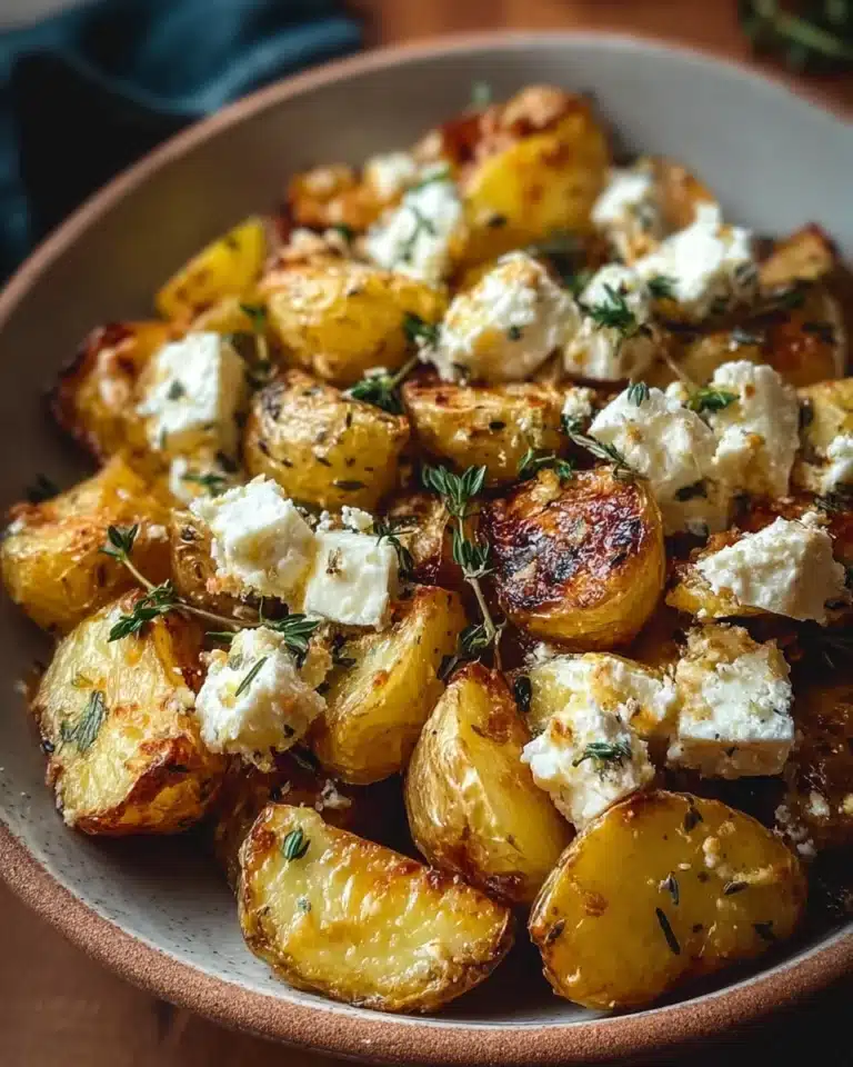 Roasted Potatoes with Baked Feta and Garlic Recipe