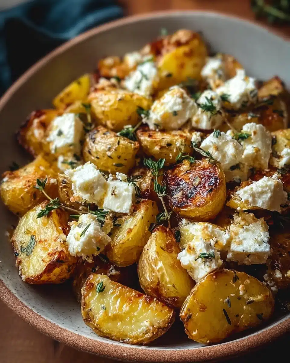 Roasted Potatoes with Baked Feta and Garlic Recipe