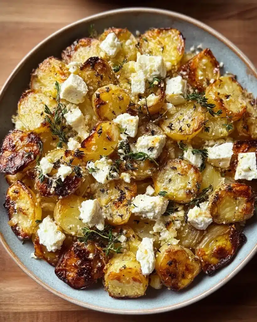 Roasted Potatoes with Baked Feta and Garlic Recipe