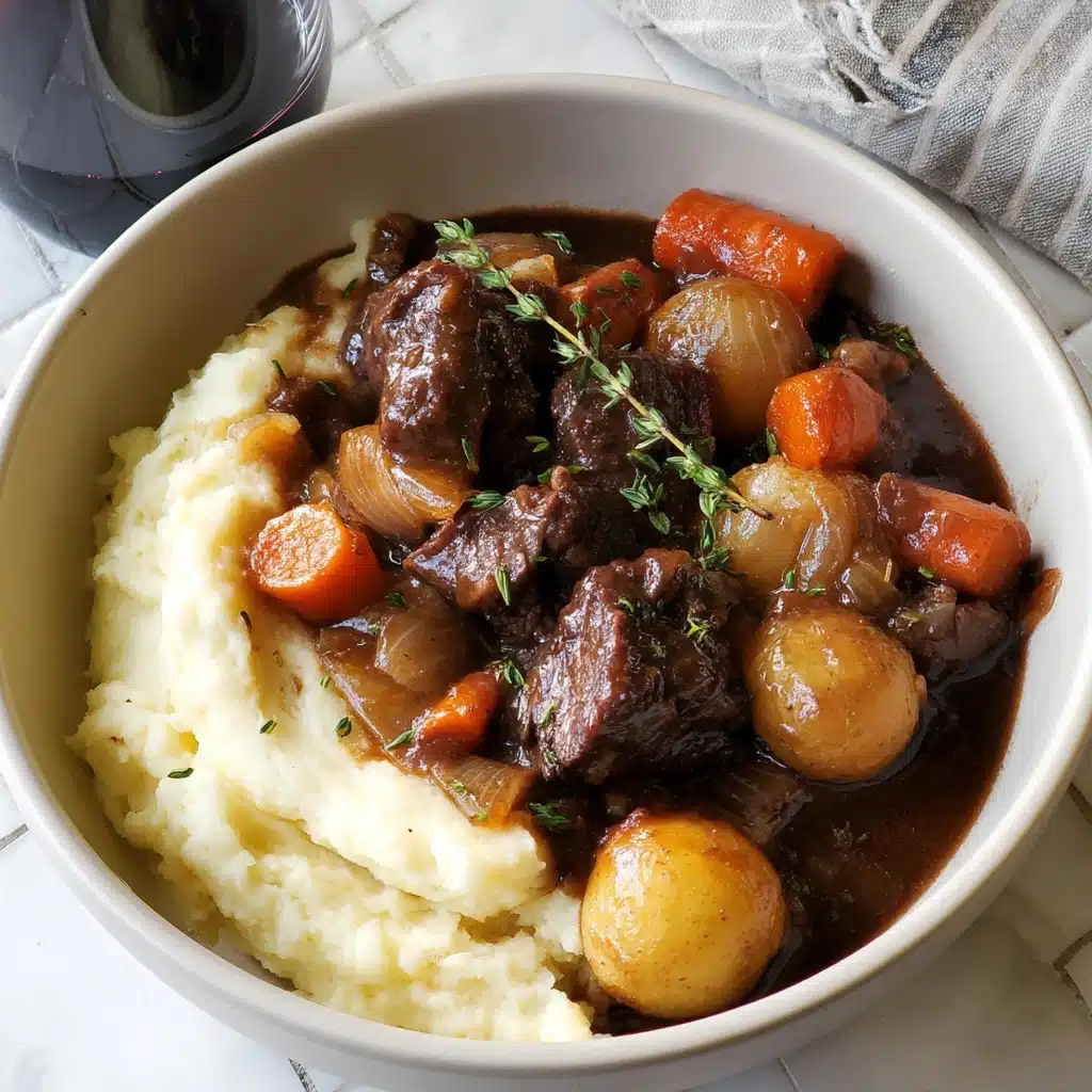 Red Wine Beef Stew with Potatoes and Carrots Recipe - Recipe Image
