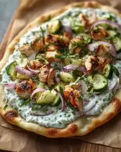 Tzatziki Chicken Naan Pizza Recipe