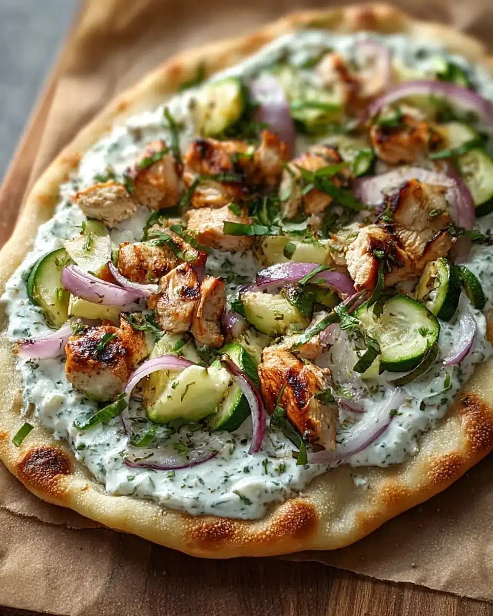 Tzatziki Chicken Naan Pizza Recipe