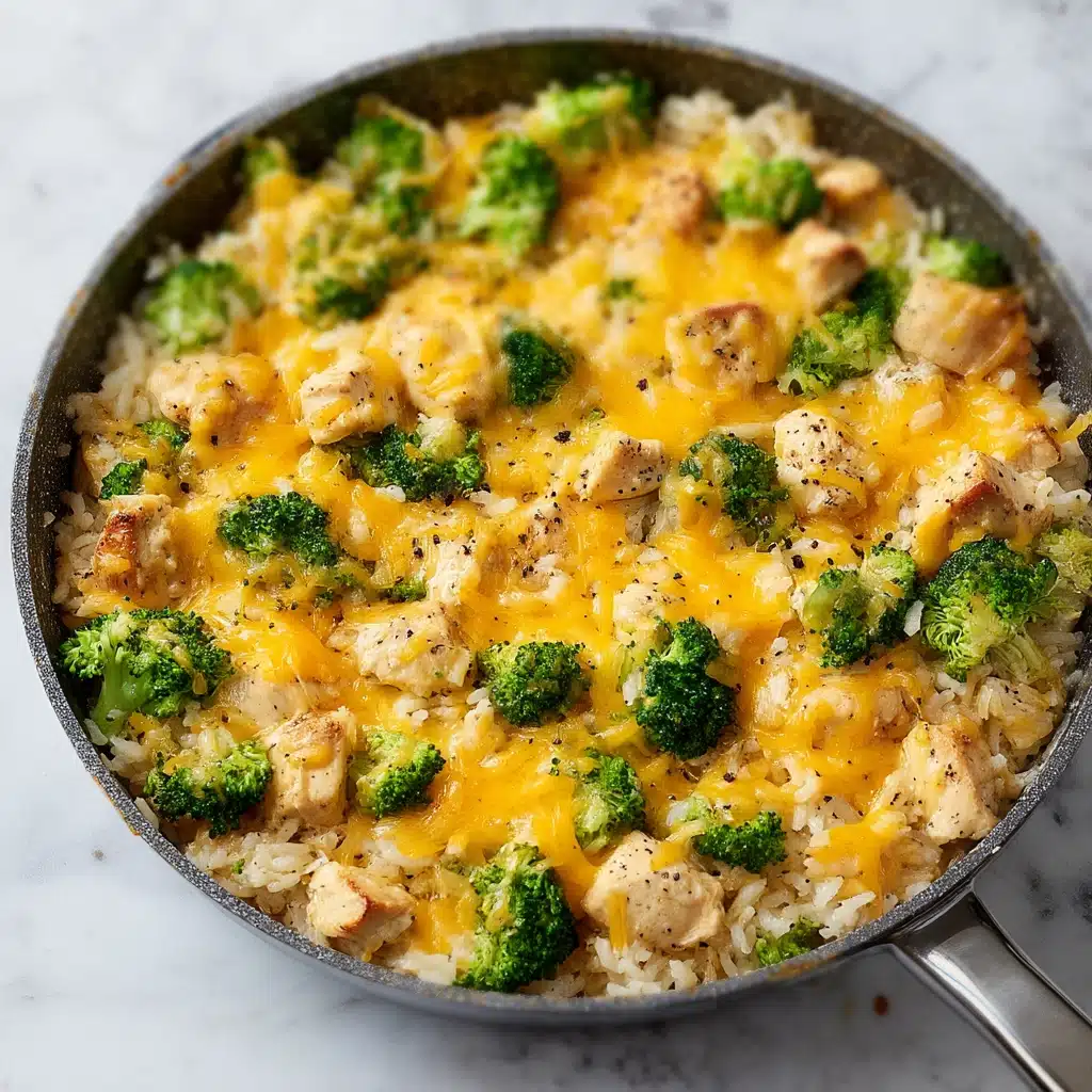 One Pan Cheesy Chicken Broccoli and Rice Recipe - Recipe Image