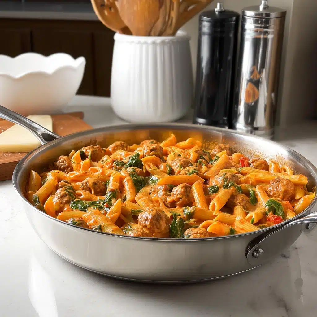 Spicy Penne Rosé with Sausage & Spinach Recipe - Recipe Image