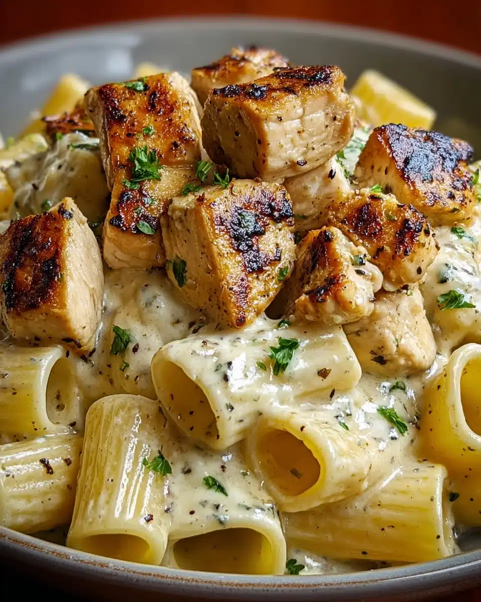 Creamy Garlic Butter Chicken and Rigatoni in Parmesan Sauce Recipe