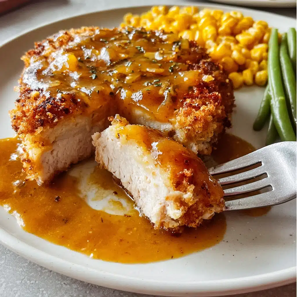 Oven Fried Pork Chop with Golden Mushroom Gravy Recipe - Recipe Image
