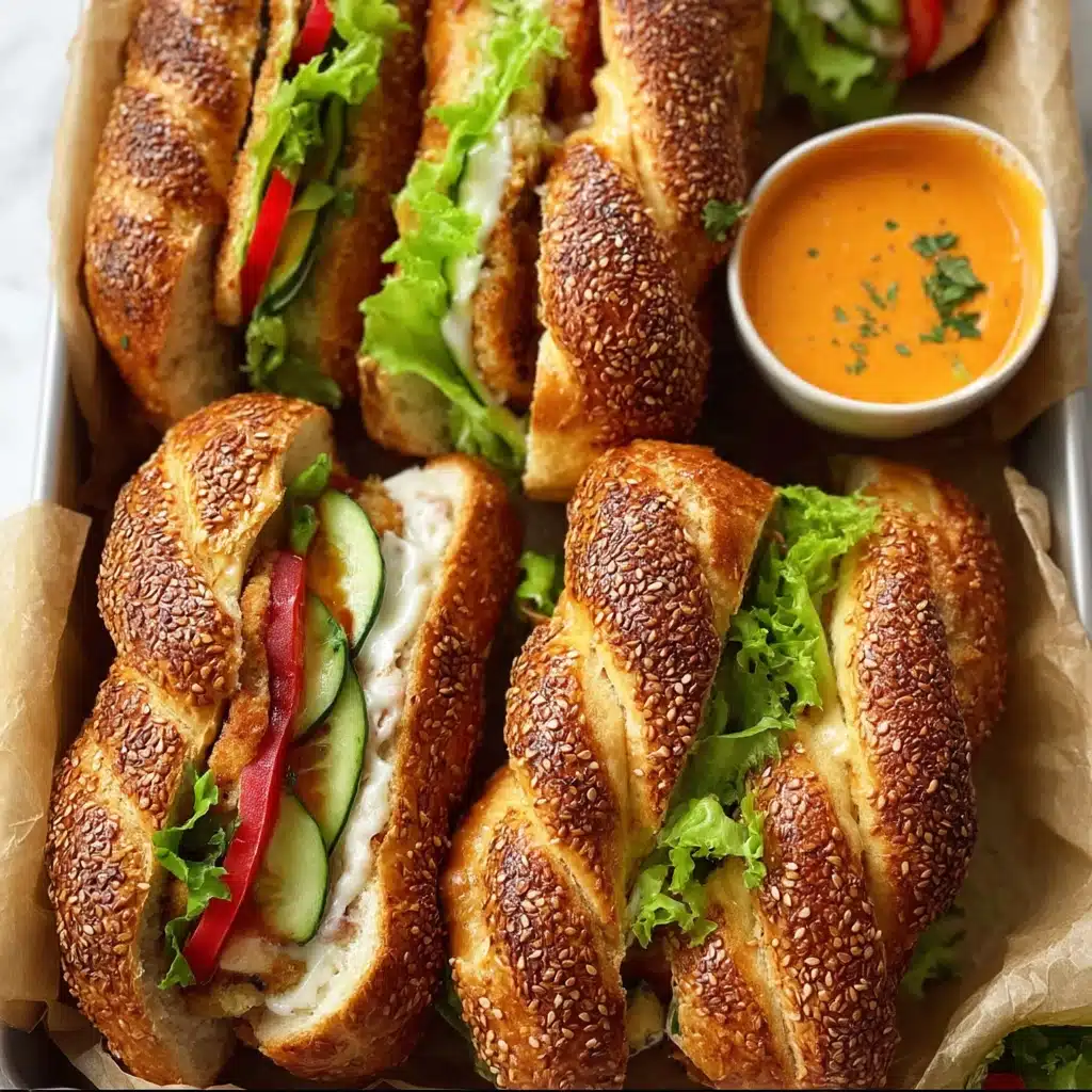 Gevlochten Sesambroodjes met Kip Recipe - Recipe Image
