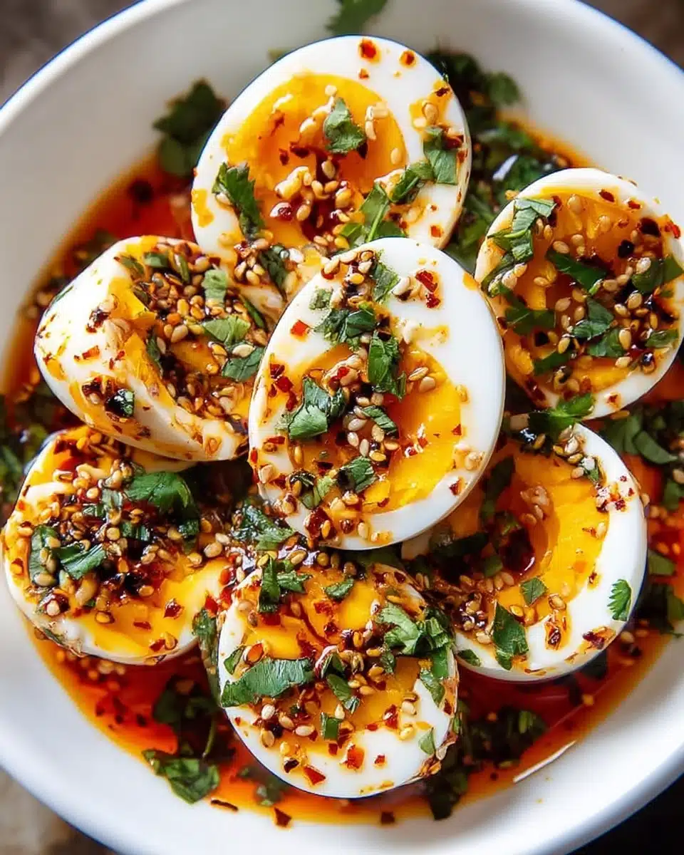 Spicy Chili Garlic Deviled Eggs Recipe
