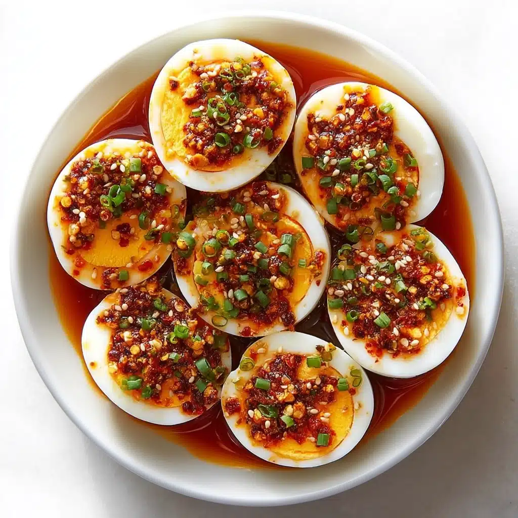 Spicy Chili Garlic Deviled Eggs Recipe - Recipe Image