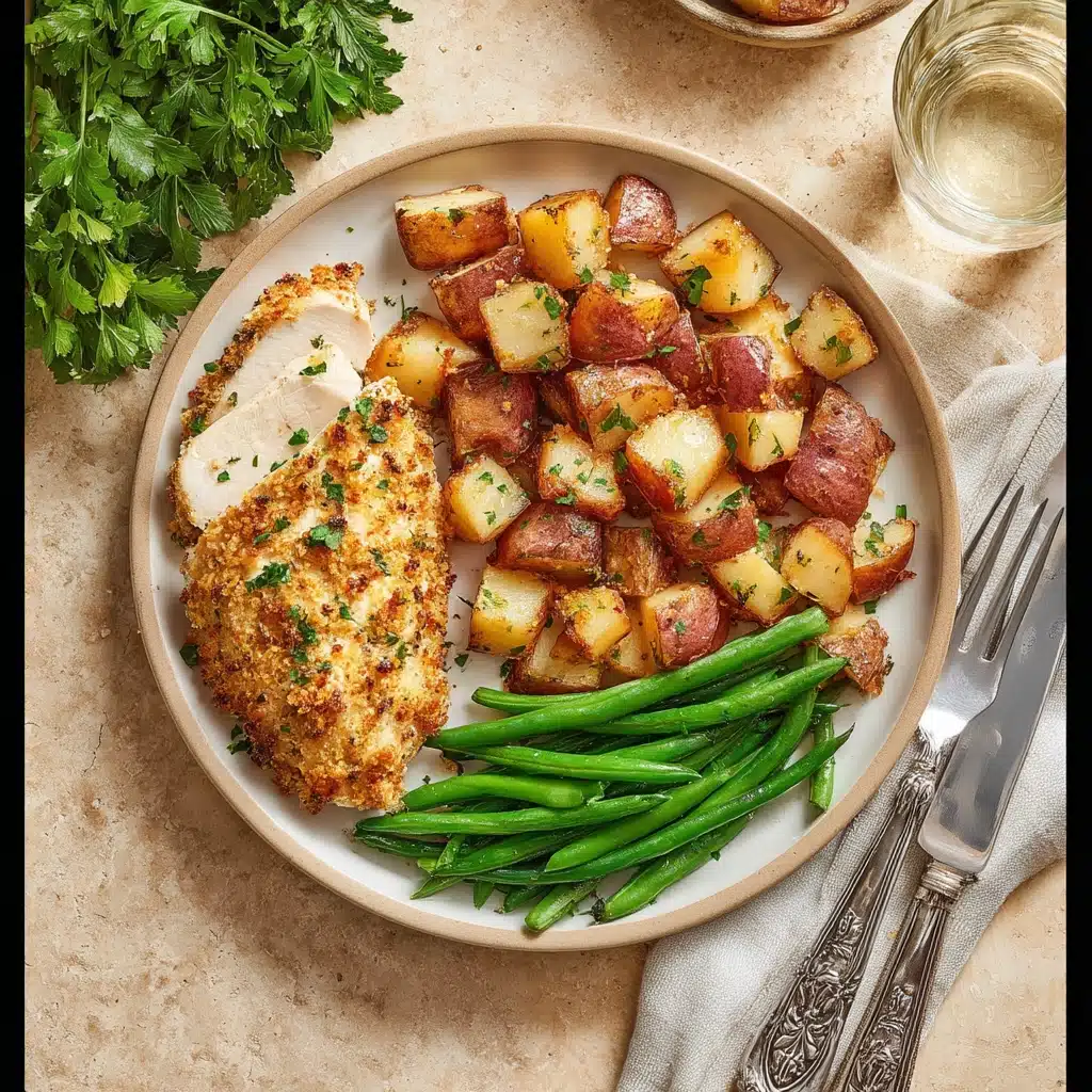 Parmesan Crusted Chicken Sheet Pan Dinner Recipe - Recipe Image