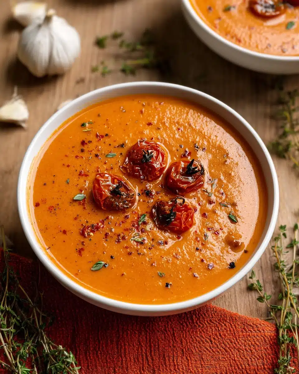 Creamy Roasted Garlic Tomato Soup Recipe