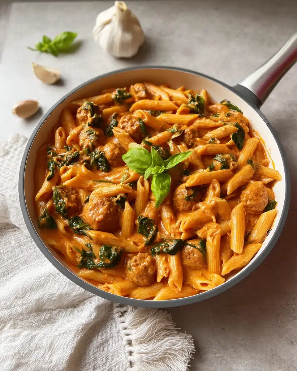 Spicy Penne Rosé with Sausage & Spinach Recipe