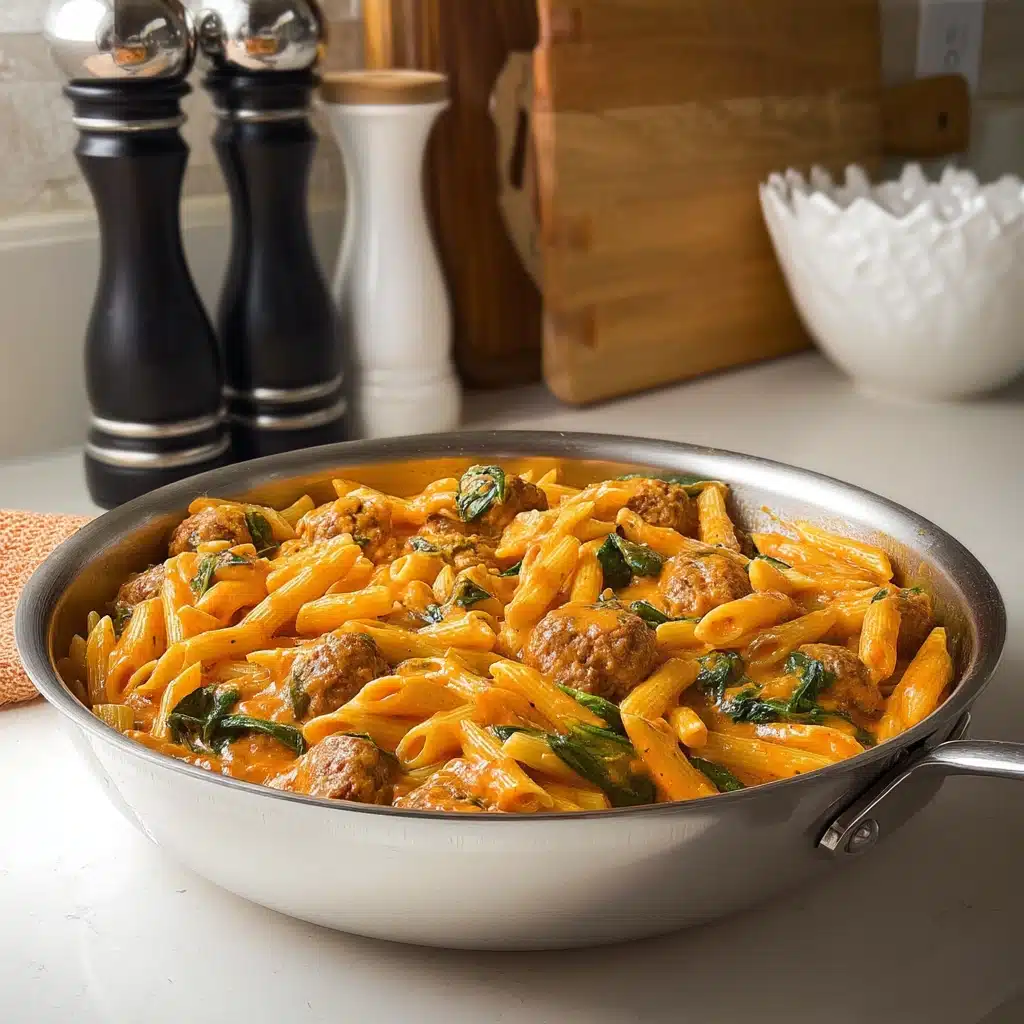 Spicy Penne Rosé with Sausage & Spinach Recipe - Recipe Image
