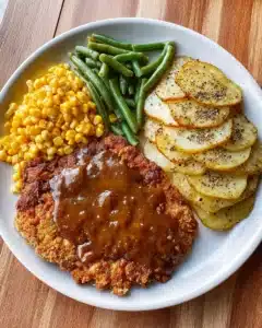 Oven Fried Pork Chop with Golden Mushroom Gravy Recipe