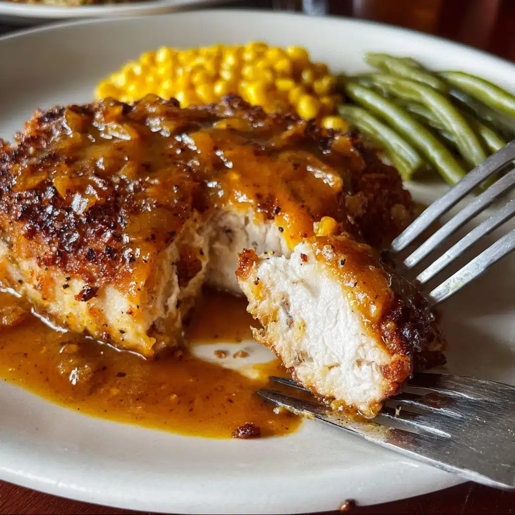 Oven Fried Pork Chop with Golden Mushroom Gravy Recipe - Recipe Image