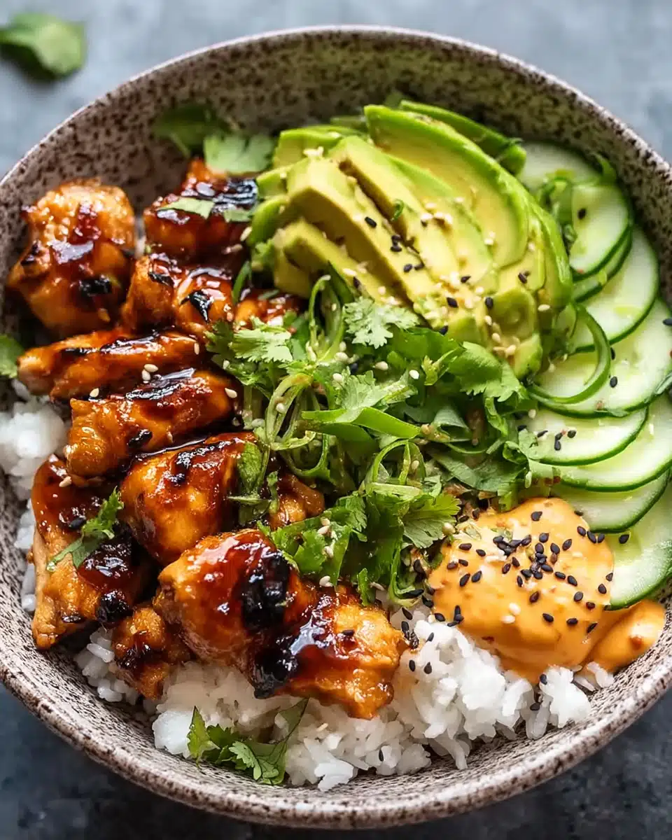 Spicy Honey-Ginger Chicken Bowls with Yum Yum Sauce Recipe