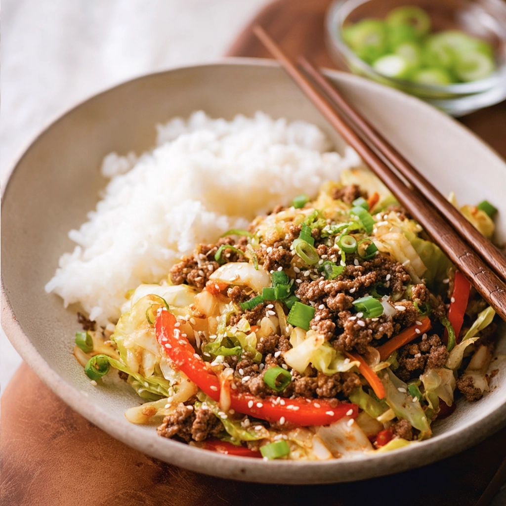 Chinese Ground Beef and Cabbage Stir Fry Recipe - Recipe Image