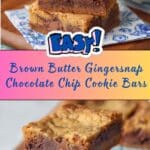 Brown Butter Gingersnap Chocolate Chip Cookie Bars Recipe