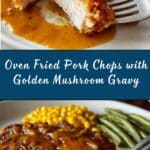 Oven Fried Pork Chop with Golden Mushroom Gravy Recipe