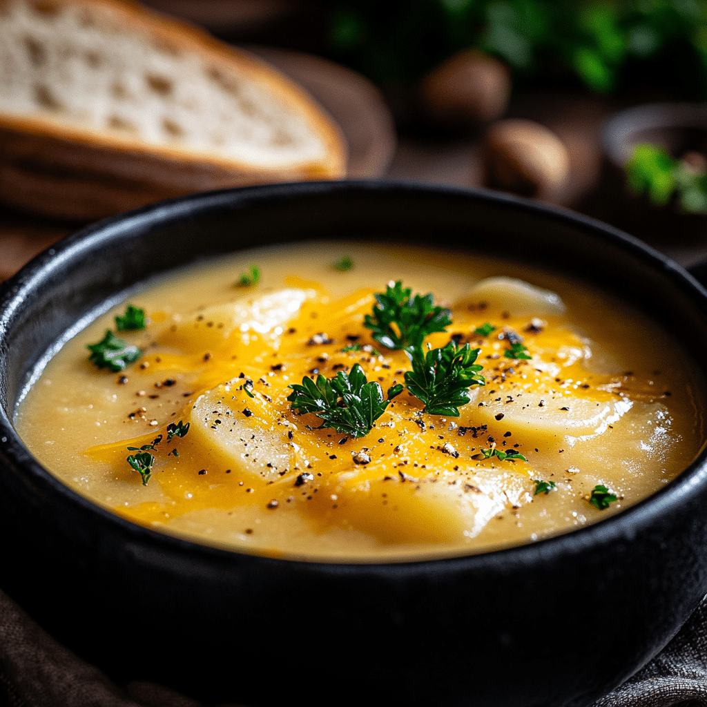 Cheddar Garlic Herb Potato Soup Recipe