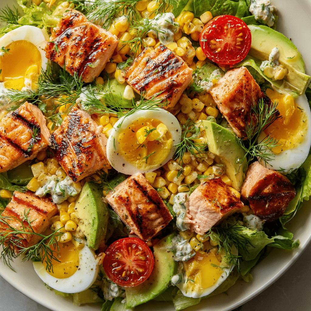 Easy Grilled Salmon Cobb Salad Recipe