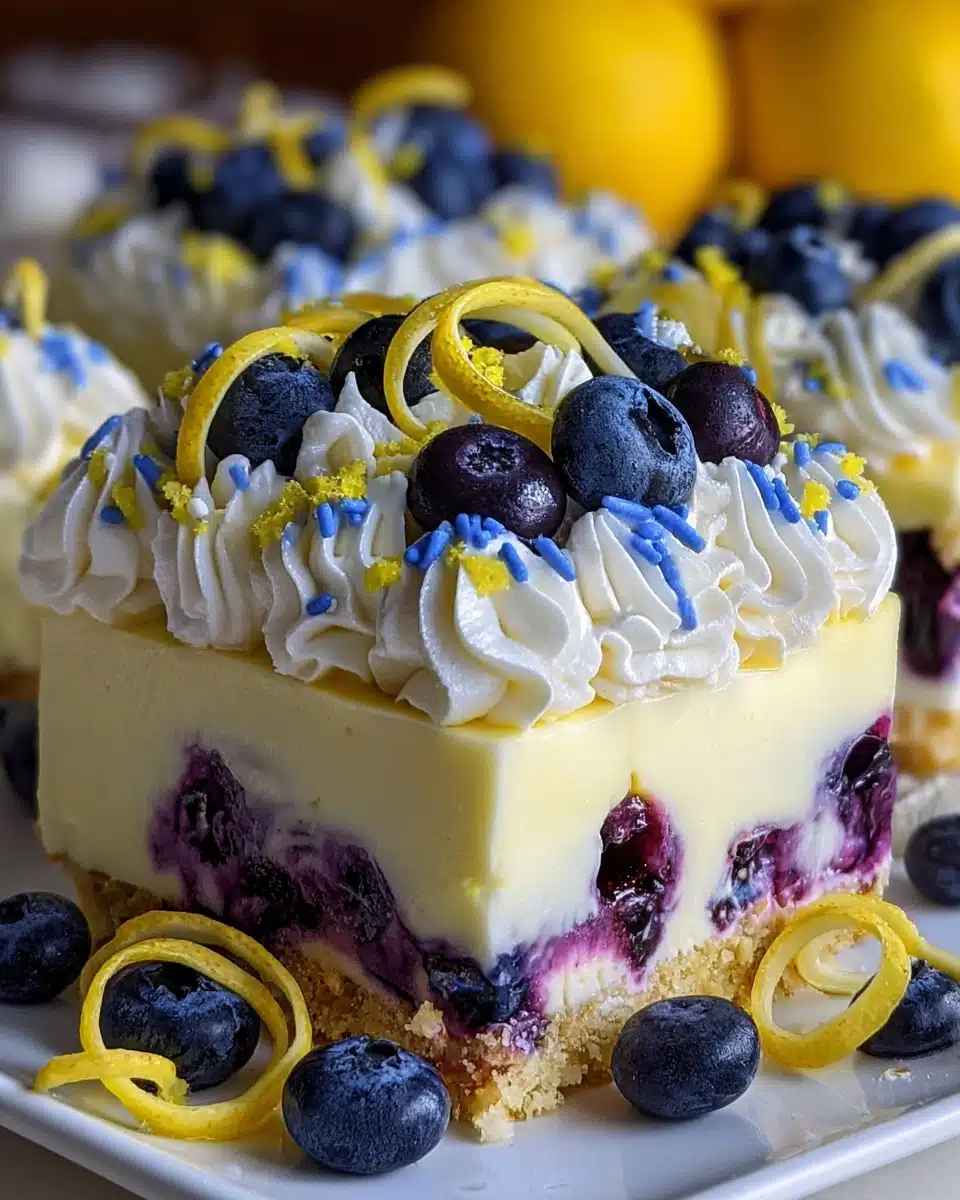 No-Bake Lemon dazzling Blueberry cream Cake Recipe