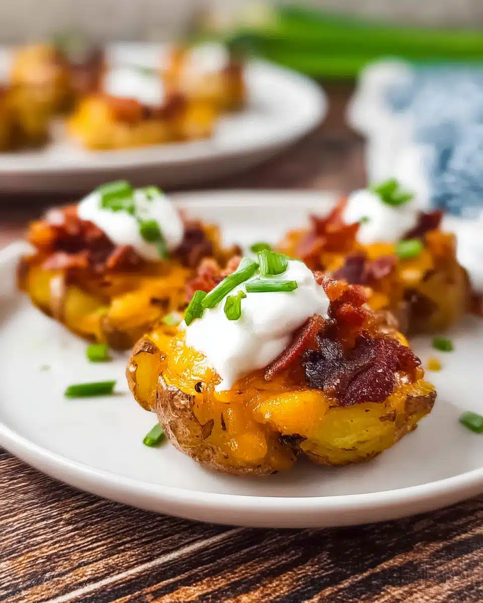 Cheesy Bacon Loaded Smashed Potatoes Recipe