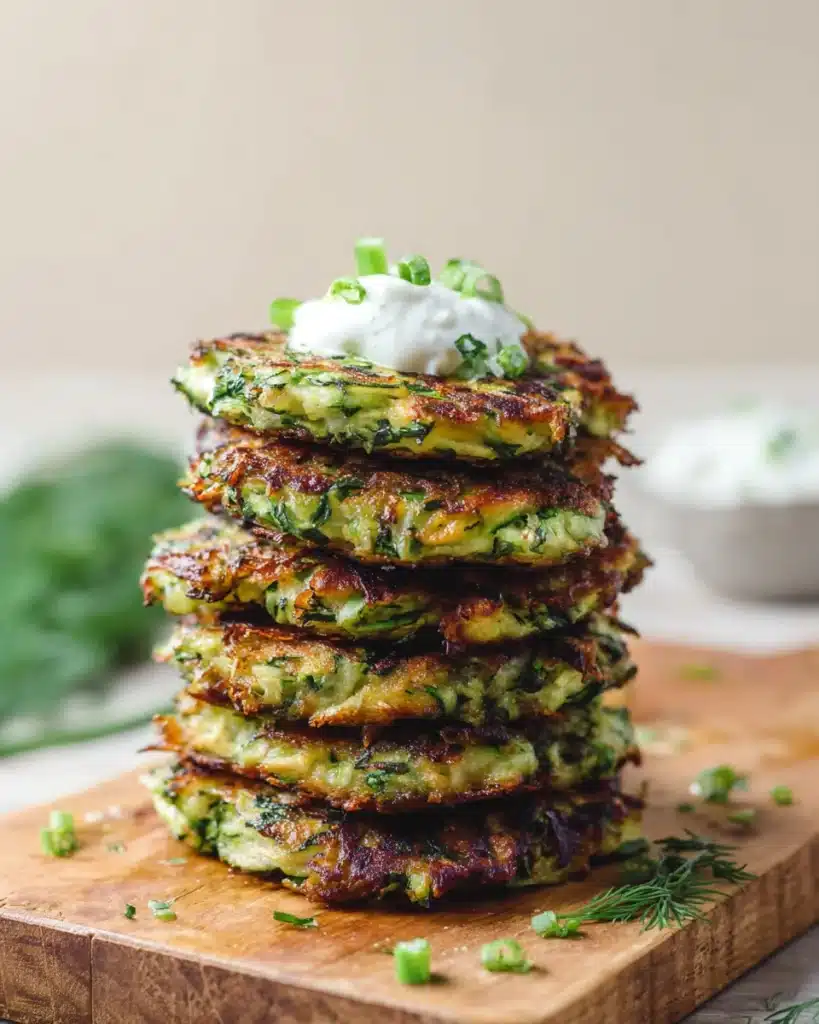 Vegan Zucchini Fritters with Garlic & Dill Recipe