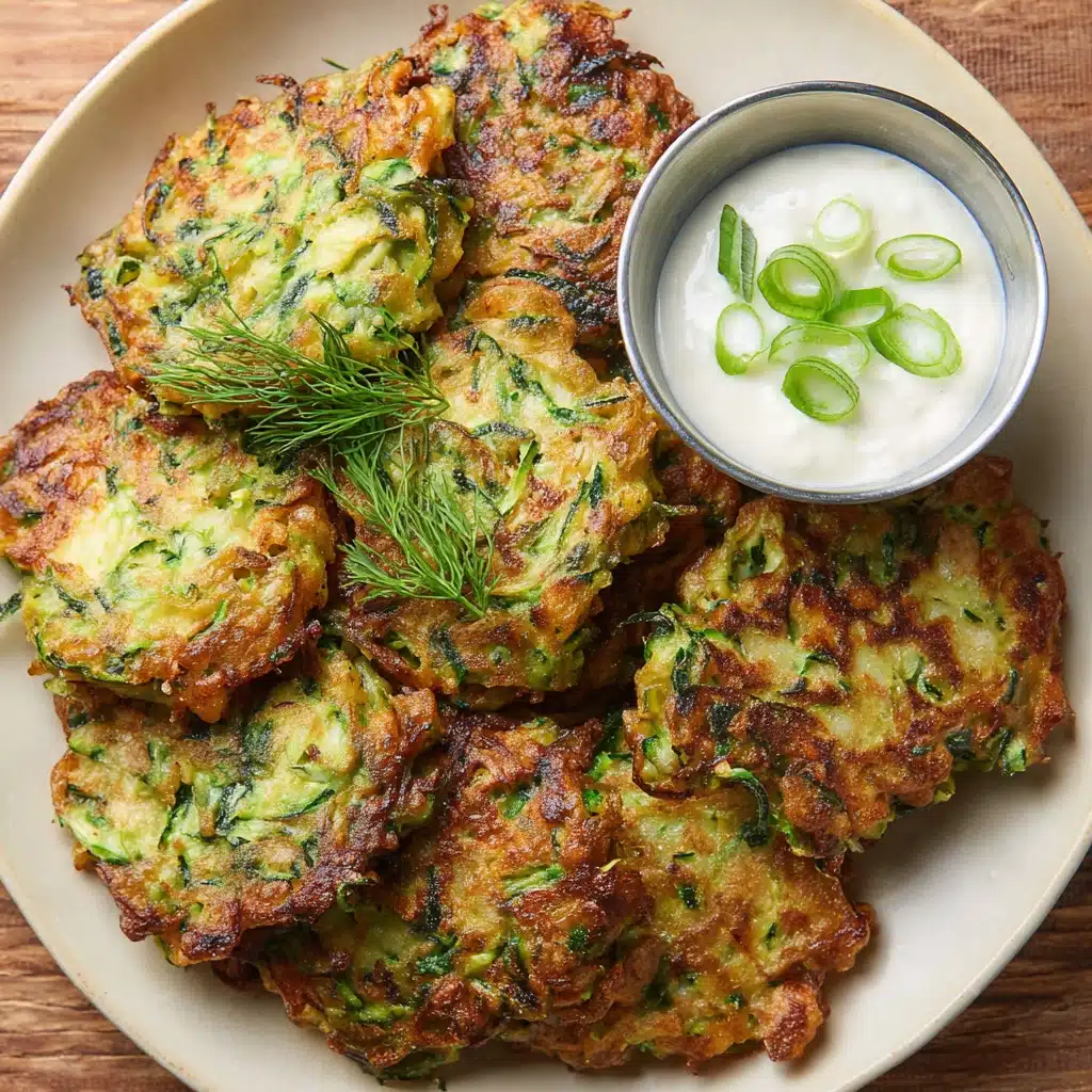 Vegan Zucchini Fritters with Garlic & Dill Recipe - Recipe Image