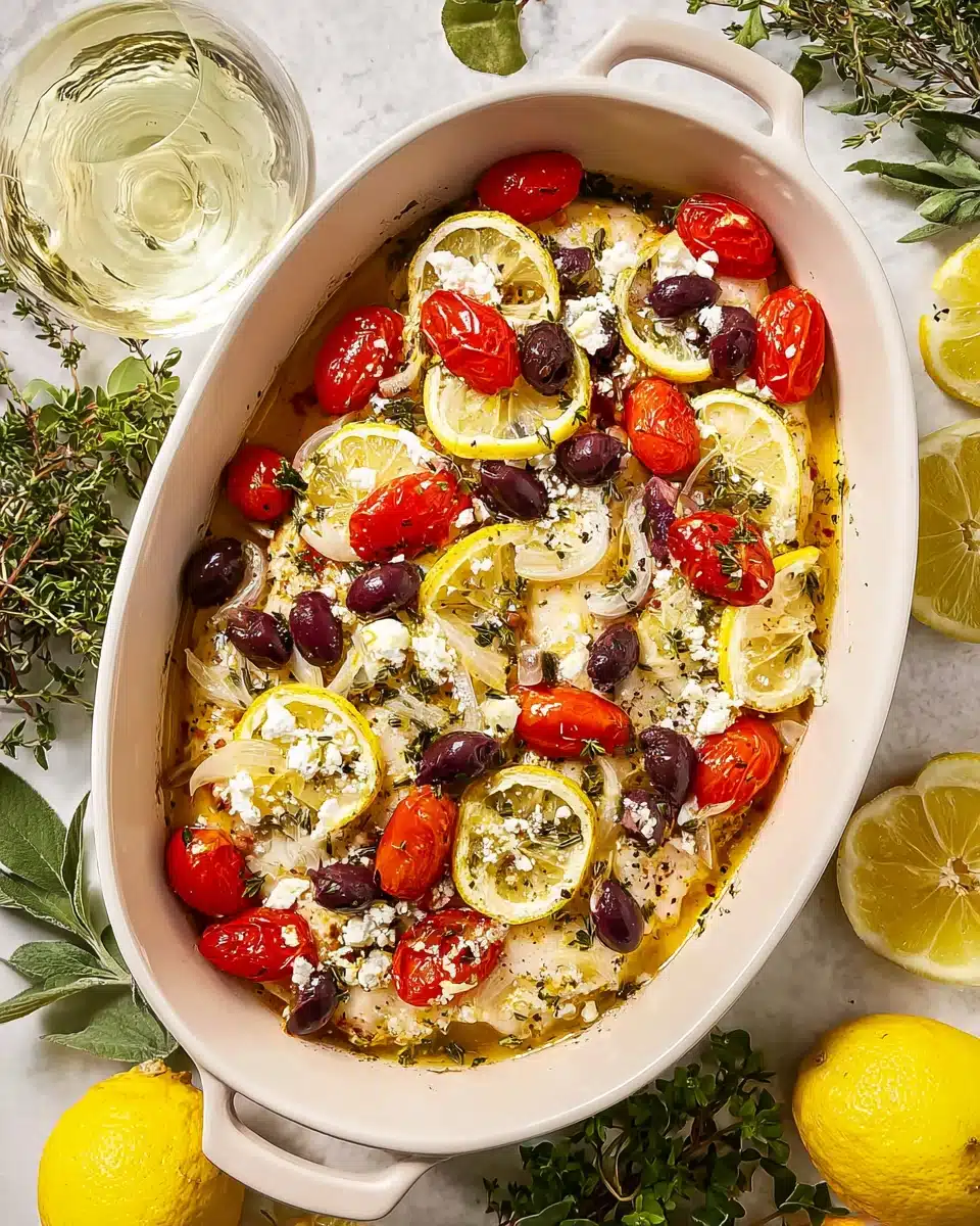 Oven-Baked Greek-Inspired Halibut Recipe