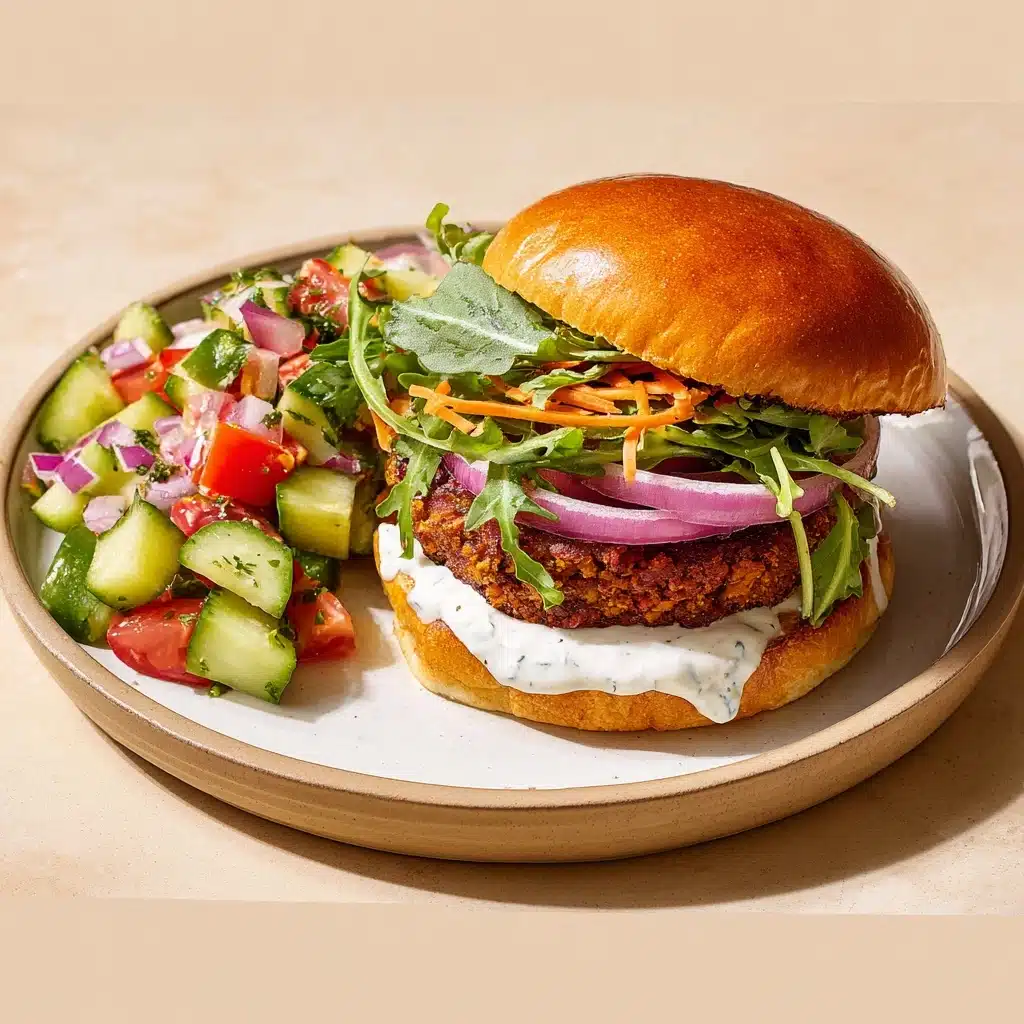 Lentil Burgers with Yogurt Herb Sauce Recipe - Recipe Image