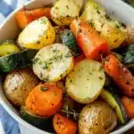 Garlic Herb Roasted Potatoes Carrots and Zucchini Recipe