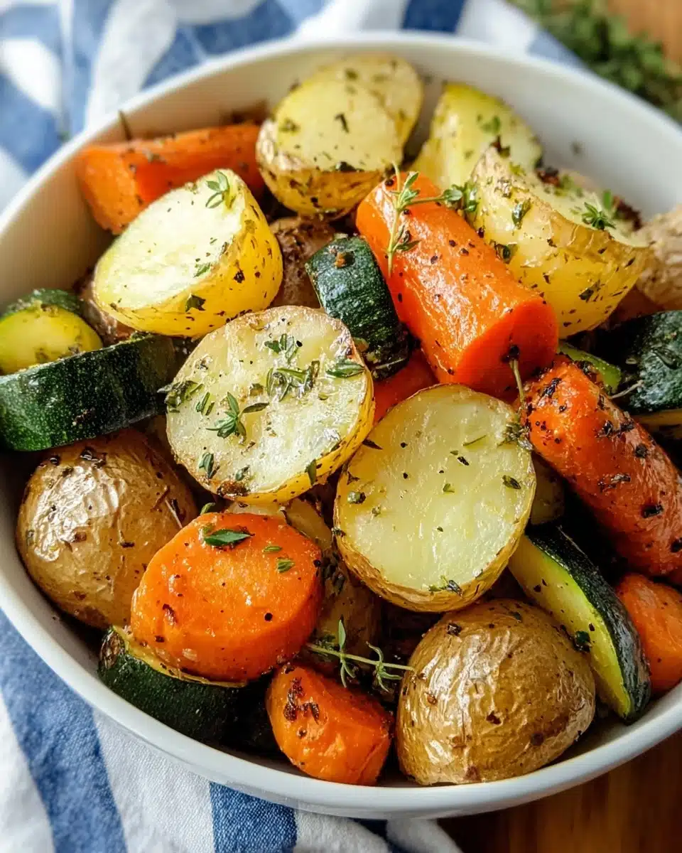 Garlic Herb Roasted Potatoes Carrots and Zucchini Recipe