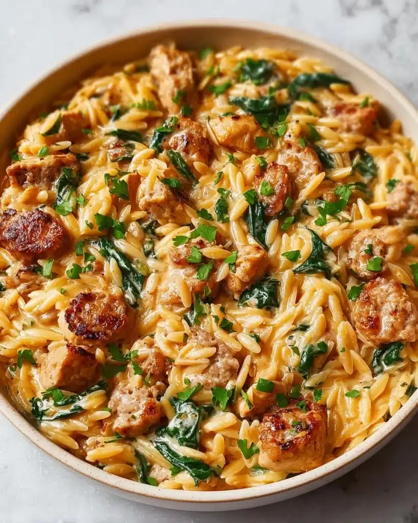 Creamy Chicken Sausage Orzo : A One-Pan Meal Recipe