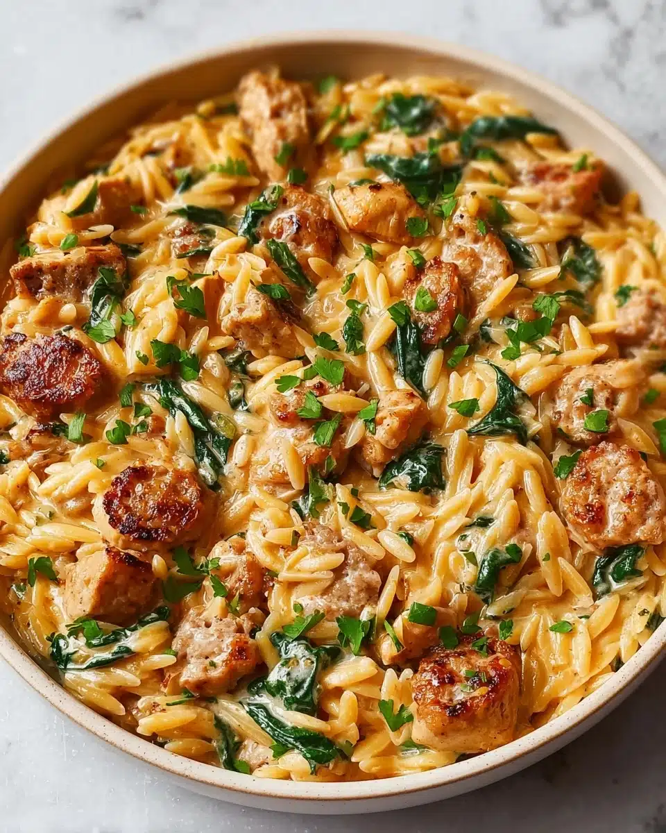 Creamy Chicken Sausage Orzo : A One-Pan Meal Recipe