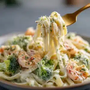 Shrimp Alfredo Fettuccine & Broccoli Recipe