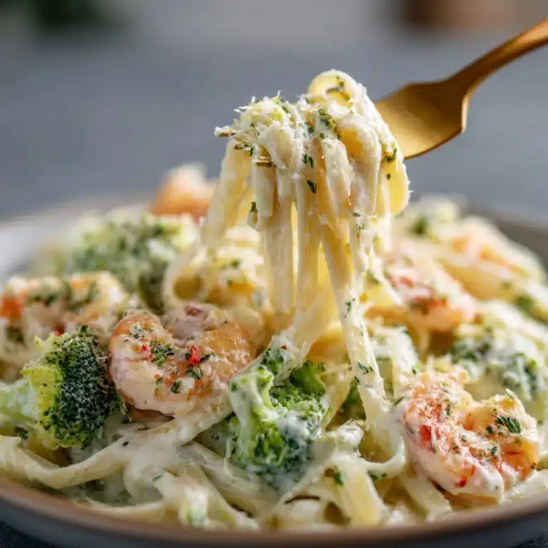 Shrimp Alfredo Fettuccine & Broccoli Recipe