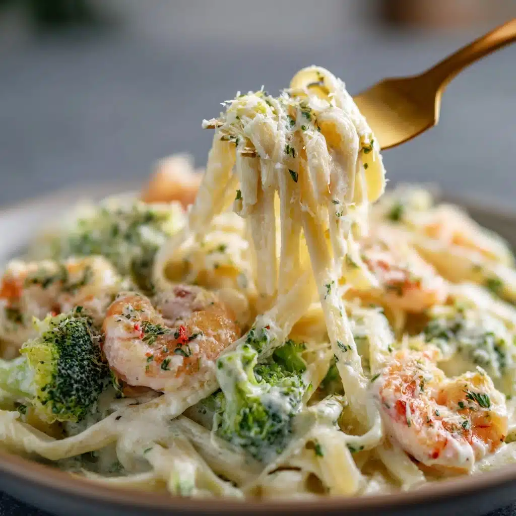 Shrimp Alfredo Fettuccine & Broccoli Recipe